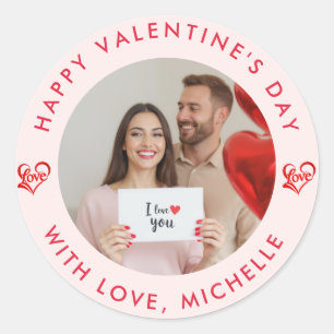 upload picture Custom Photo Happy Valentine's Day Classic Round Sticker