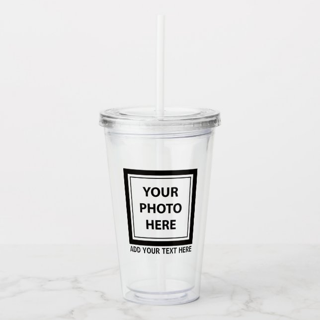Upload Picture Photo & Add Text – Customise Acrylic Tumbler (Front)