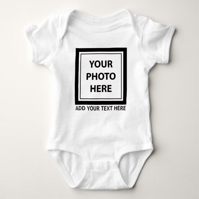 Upload Picture Photo & Add Text – Customise Baby Bodysuit (Front)