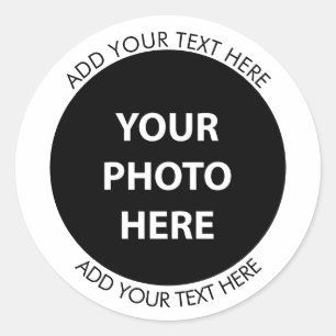 Upload Picture Photo & Add Text – Customise Classic Round Sticker