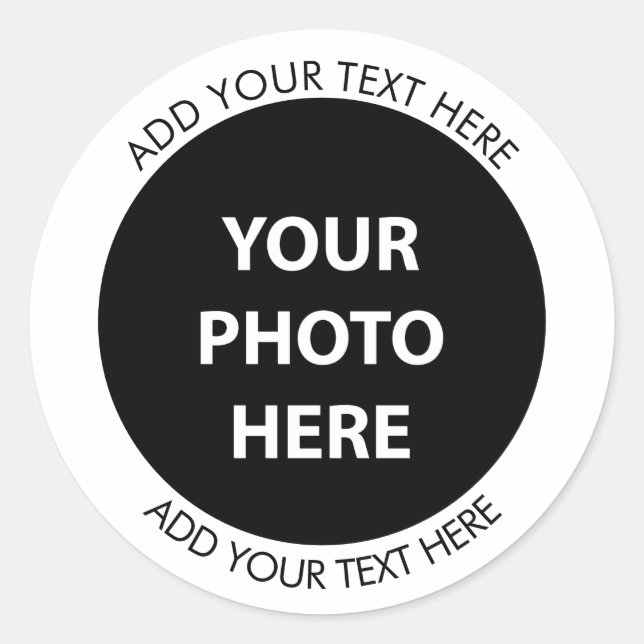Upload Picture Photo & Add Text – Customise Classic Round Sticker (Front)