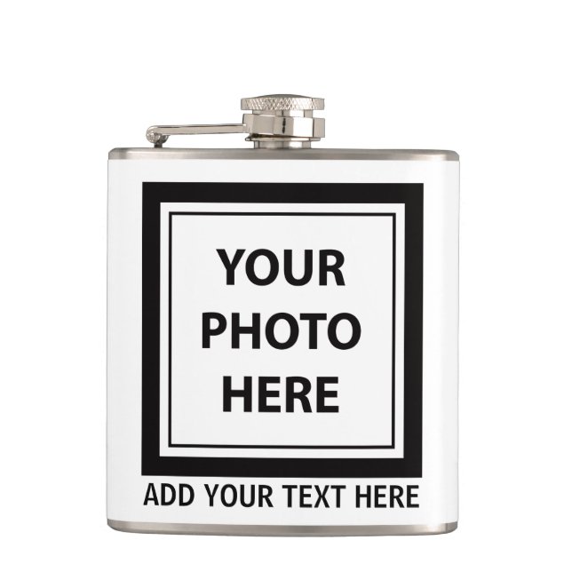 Upload Picture Photo & Add Text – Customise Hip Flask (Front)