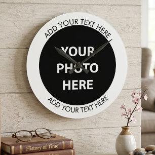 Upload Picture Photo & Add Text – Customise Round Clock