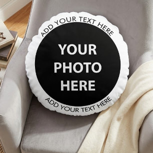 Upload Picture Photo & Add Text – Customise Round Cushion