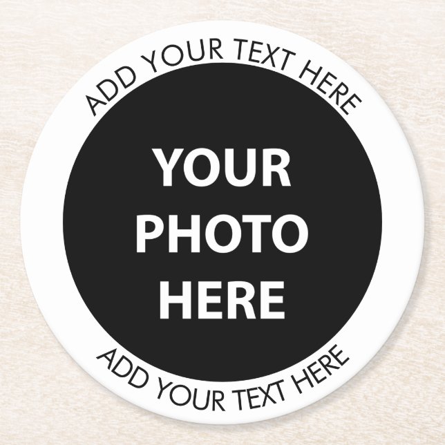 Upload Picture Photo & Add Text – Customise Round Paper Coaster (Front)