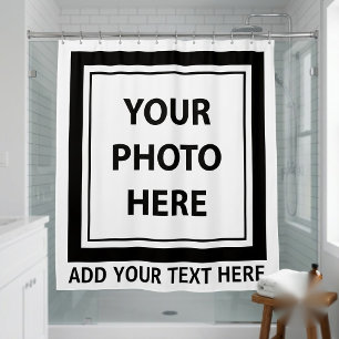 Upload Picture Photo & Add Text – Customise Shower Curtain