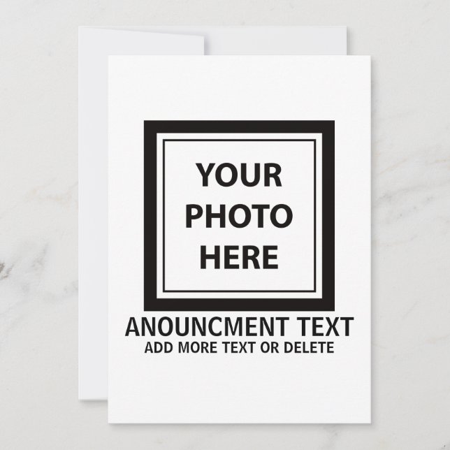 Upload Picture Photo & Add Text – Customise Simple Announcement (Front)