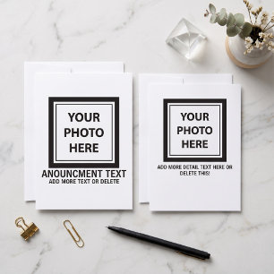 Upload Picture Photo & Add Text – Customise Simple Announcement