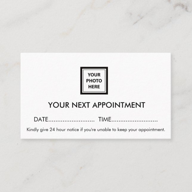 Upload Picture Photo & Add Text – Customise Simple Appointment Card (Front)