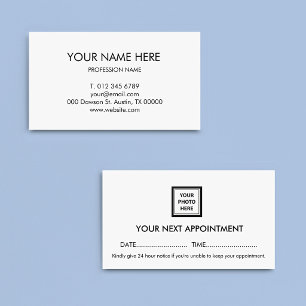 Upload Picture Photo & Add Text – Customise Simple Appointment Card
