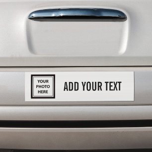 Upload Picture Photo & Add Text – Customise Simple Bumper Sticker