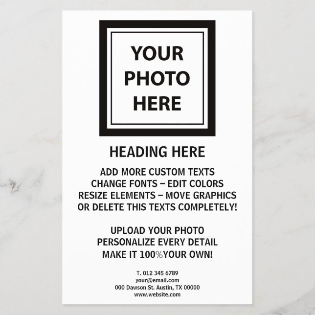 Upload Picture Photo & Add Text – Customise Simple Flyer (Front)