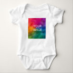 Upload Picture Photo Add Text Jersey White Unisex Baby Bodysuit<br><div class="desc">Create Your Own Upload Image Photo Add Text Gift Front Print Template Baby Unisex Jersey One-Pieces White Bodysuit.</div>