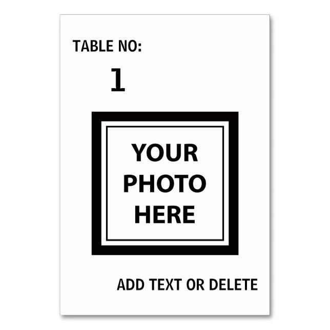 Upload Picture Photo & Add Text – Simple Table Number (Front)