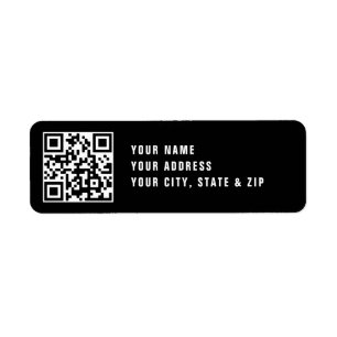Upload QR code or Logo   Black Return Address Label