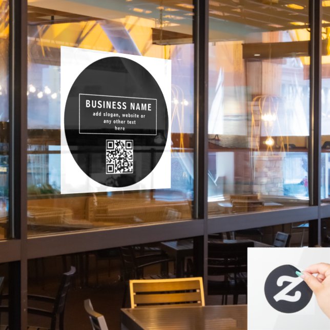 Upload QR code or Logo | Modern Black (Restaurant Window)