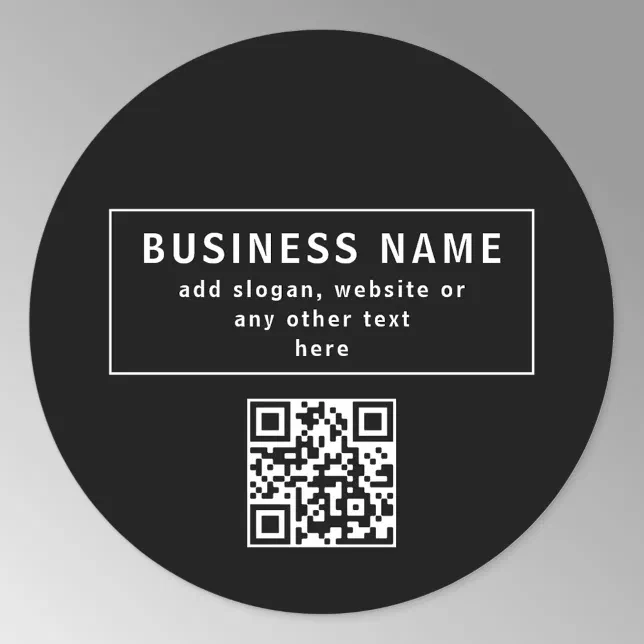 Upload QR code or Logo | Modern Black Classic Round Sticker | Zazzle