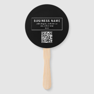 Upload QR code or Logo Modern Black Hand Fan
