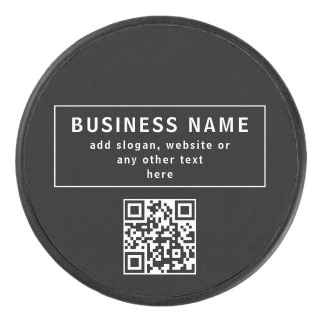 Upload QR code or Logo | Modern Black Hockey Puck (Front)