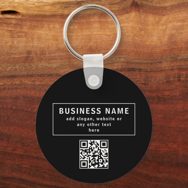 Upload QR code or Logo | Modern Black Key Ring (Front)
