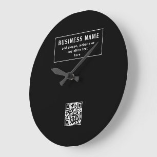Upload QR code or Logo   Modern Black Large Clock