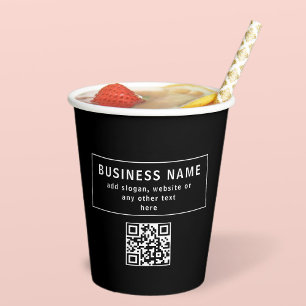 Upload QR code or Logo Modern Black Paper Cups