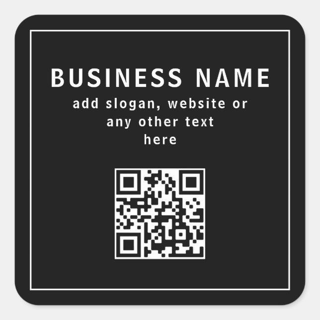 Upload QR code or Logo | Modern Black Square Sticker (Front)