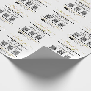 Upload QR Codes & Logo 3 Payment Apps Black & Whit Wrapping Paper