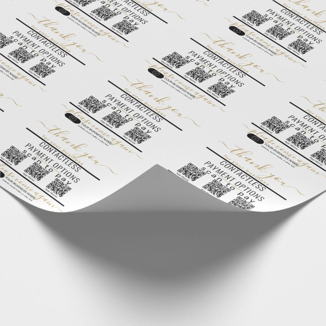 Upload QR Codes & Logo 3 Payment Apps Black & Whit Wrapping Paper (Corner)