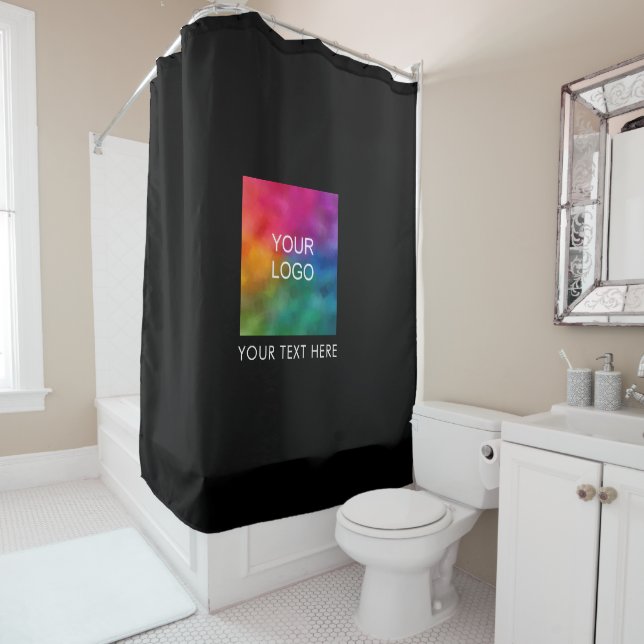 Upload Your Business Logo Add Text Name Slogan Shower Curtain (In Situ)