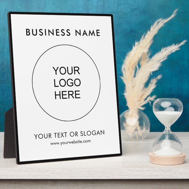 Upload Your Business Logo Text Vertical Tabletop Plaque (Side)