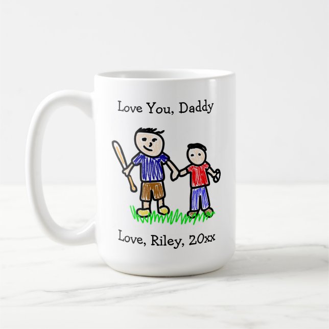 Upload Your Child's Artwork | Cute Father's Day  Coffee Mug (Left)