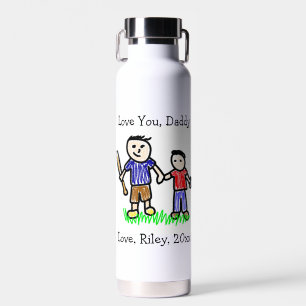 Upload Your Child's Artwork   Cute Father's Day  Water Bottle