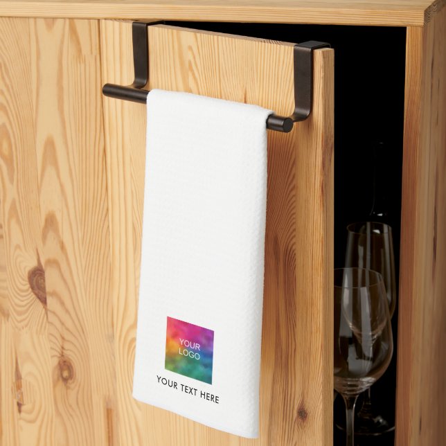 Upload Your Company Logo Custom Text Template Tea Towel (Thirds Fold)