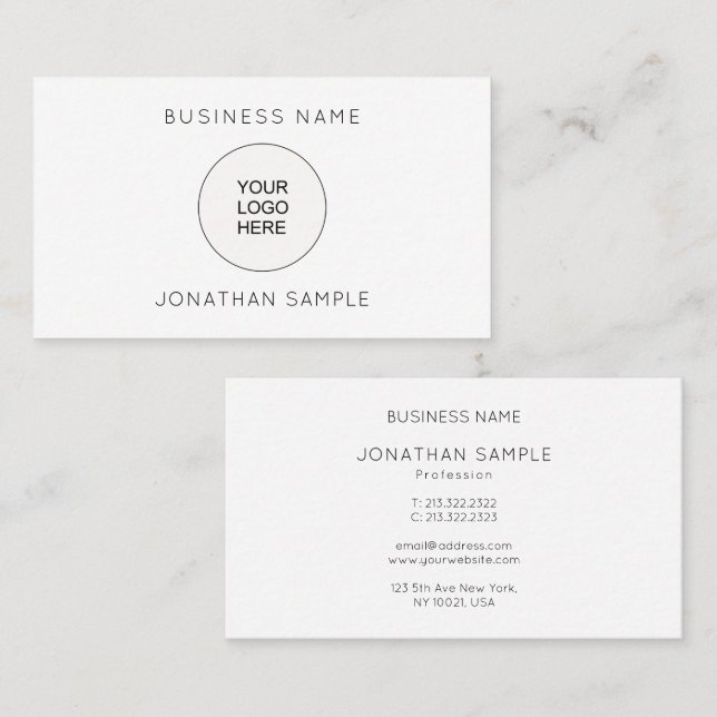 Upload Your Company Logo Here Custom Template Business Card (Front/Back)