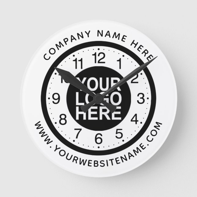 Upload Your Company Logo Round Clock (Front)