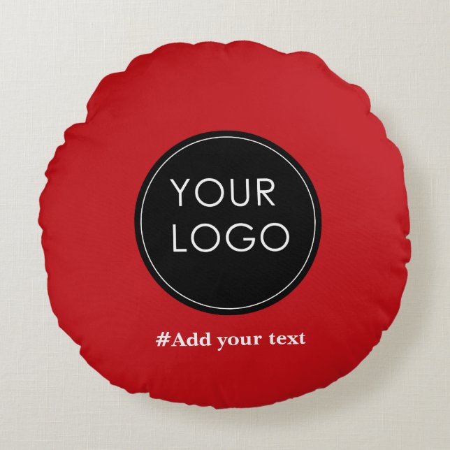 Upload Your Custom Business Logo To Holiday Red Round Cushion (Front)