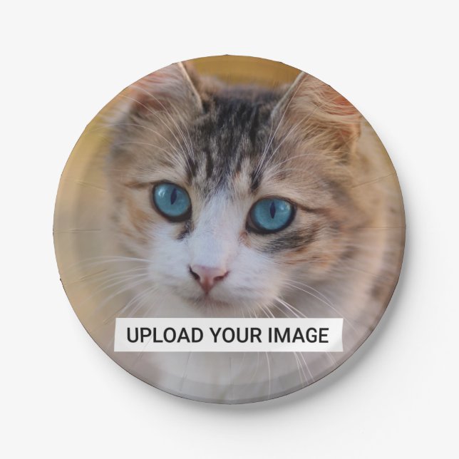 Upload Your Cute Cat Photo Paper Plate (Front)