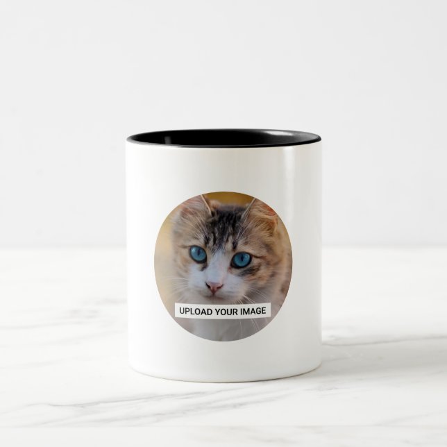 Upload Your Cute Cat Photo Two-Tone Coffee Mug (Center)