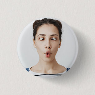 Upload Your Funny Face Photo Selfie  3 Cm Round Badge