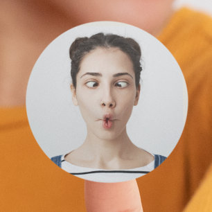 Upload Your Funny Face Photo Selfie Classic Round Sticker