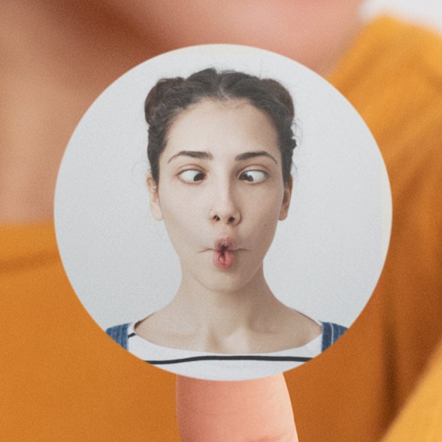 Upload Your Funny Face Photo Selfie Classic Round Sticker (Creator Uploaded)