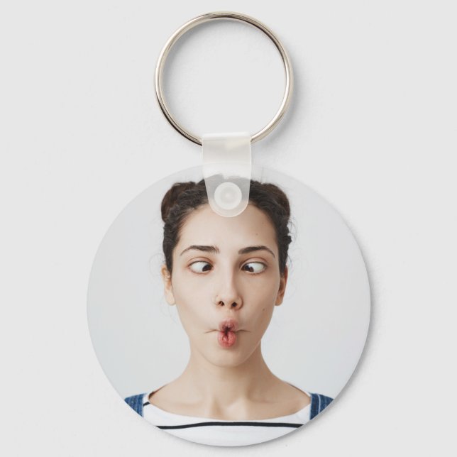 Upload Your Funny Face Photo Selfie Key Ring (Front)