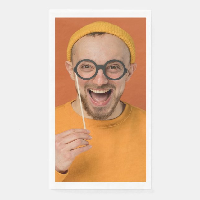 Upload Your Funny Photo Selfie Photo  Napkin (Front)
