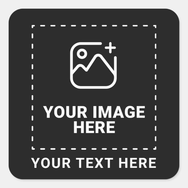Upload Your Image and Text Square Sticker (Front)