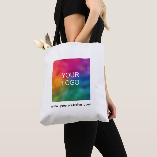Upload Your Logo Add Web Address Shoulder Tote Bag (Close Up)