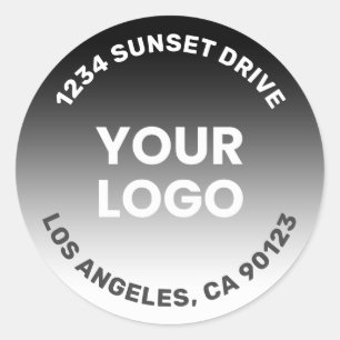 Upload Your Logo   Black & White Gradient Ombre Classic Round Sticker