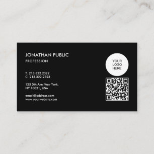 Upload Your Logo Custom QR Code Black And White Business Card