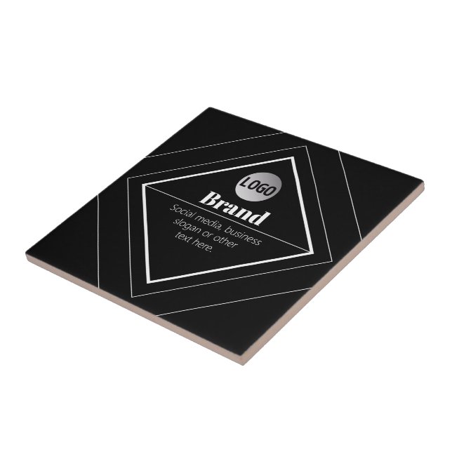 Upload Your Logo & Customisable Text Design Ceramic Tile (Side)
