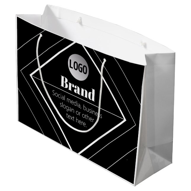 Upload Your Logo & Customisable Text Design Large Gift Bag (Back Angled)